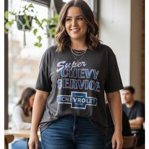 Dark Charcoal Super Chevy Service Graphic T-Shirt by Tee Luv SZ 2XL
